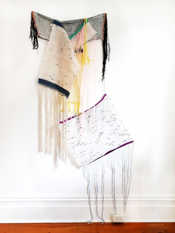 plastic, cotton and wool weaving installation